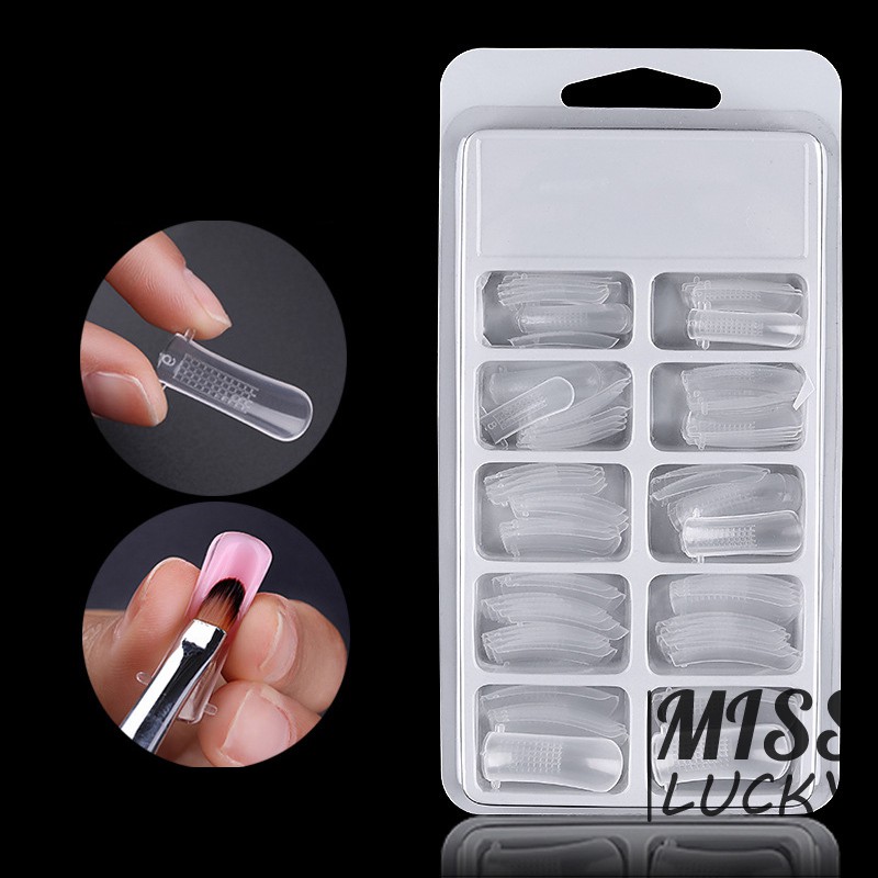 Set 100 khuôn móng tay nhân tạo trong suốt có thể tái sử dụng