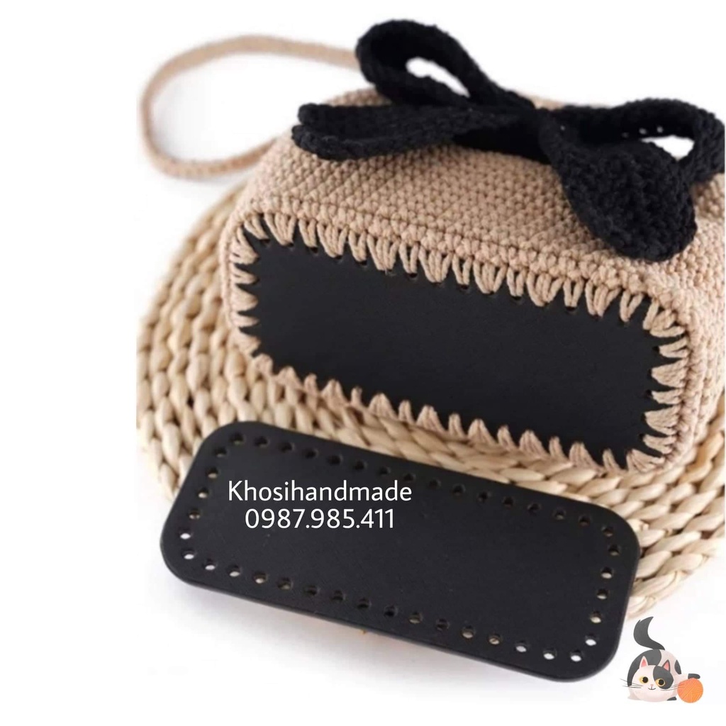 Đế Túi Da PU Đục Lỗ Hình Chữ Nhật Size 18x8cm