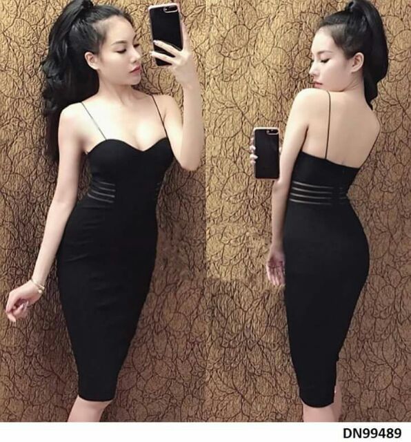 Đầm body sexy phối lưới sọc | BigBuy360 - bigbuy360.vn
