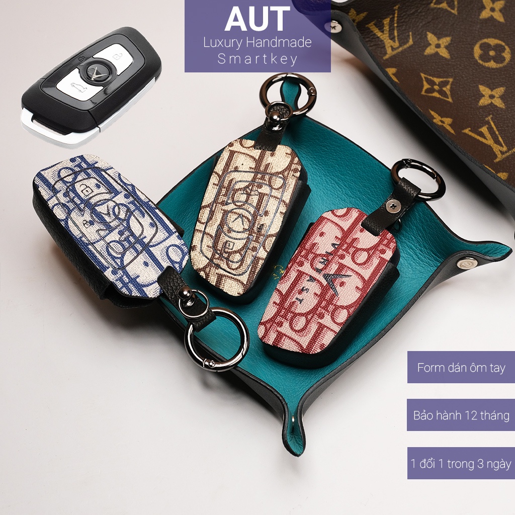 Ốp da chìa khóa ô tô Vinfast Lux A Lux SA Dior handmade VL AD
