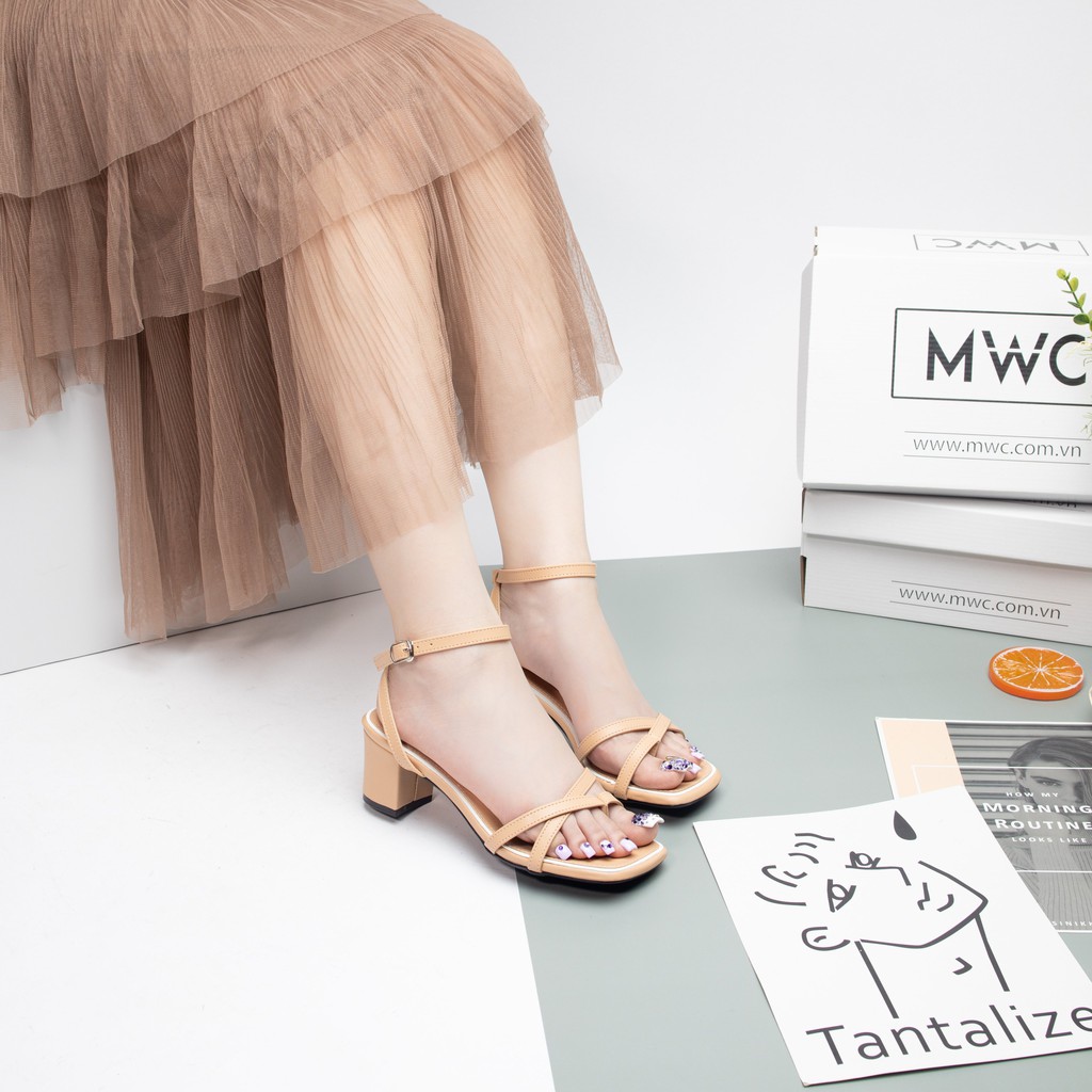 Giày Sandal Cao Gót MWC Đế Vuông 5CM Mũi Vuông NUCG-3925
