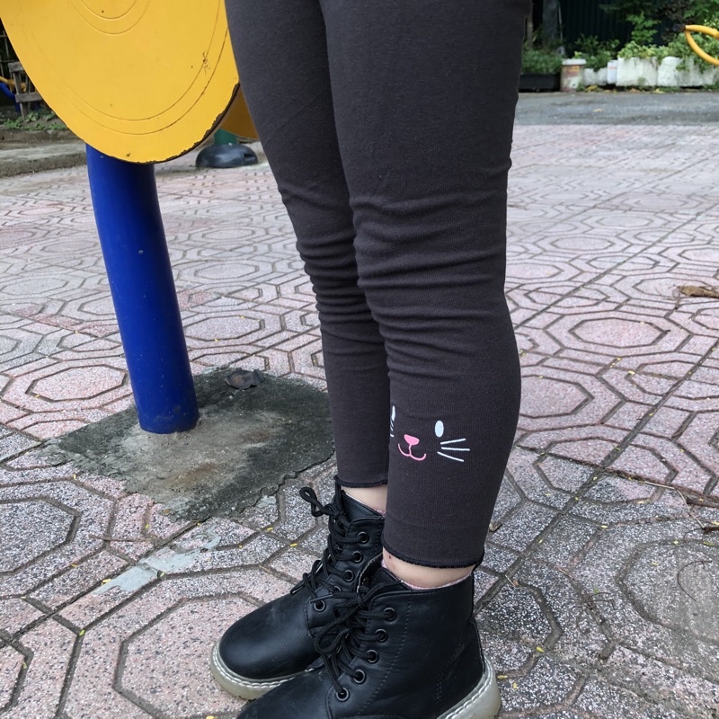 Quần legging mèo cotton thun cho bé gái từ 8-20kg