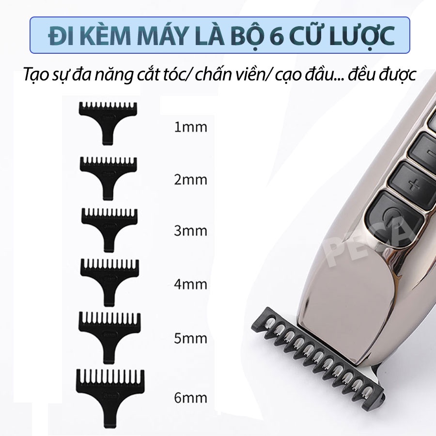 Tông đơ chấn viền Kemei KM-929 điều chỉnh 3 mức tốc độ có màn hình LED hiển thị sạc nhanh USB - Hàng chính hãng