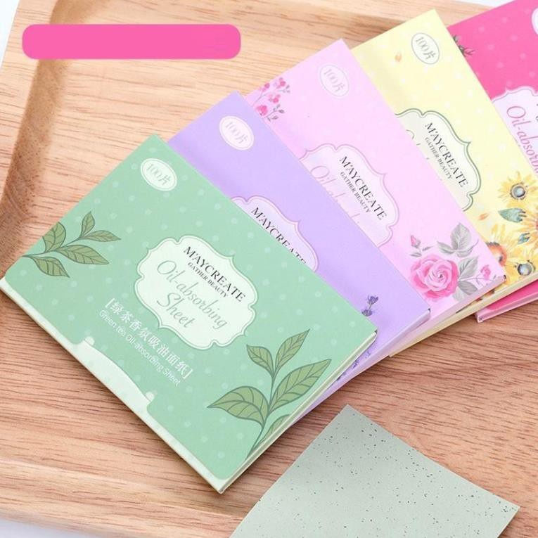 Giấy thấm dầu Maycreate 100 tờ giúp thấm hút dầu, bã nhờn trên da