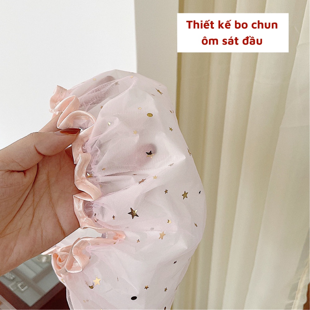 Mũ chùm tóc chống thấm nước hai lớp co giãn đa năng bảo vệ khô tóc khi tắm thiết kế đáng yêu