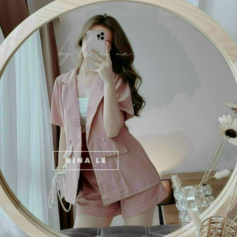 Set Bộ Vest Tay Ngắn 3 Món Thời Trang, Phù Hợp Đi Chơi, Dự Tiệc