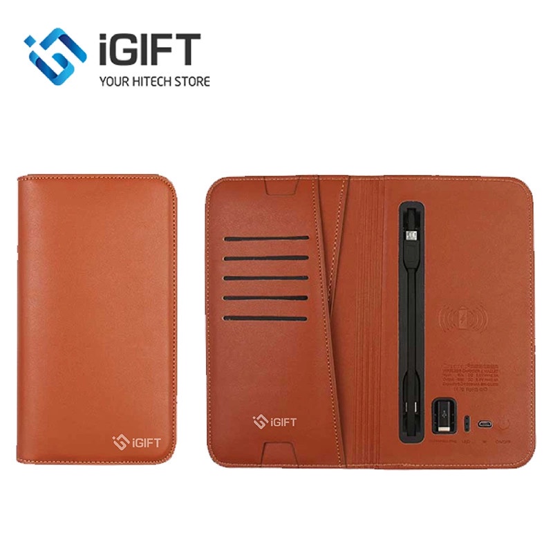 Ví sạc không dây 6000 mAh 3 in 1 Dreaman Đen/ Đỏ/ Nâu - Hàng chính hãng
