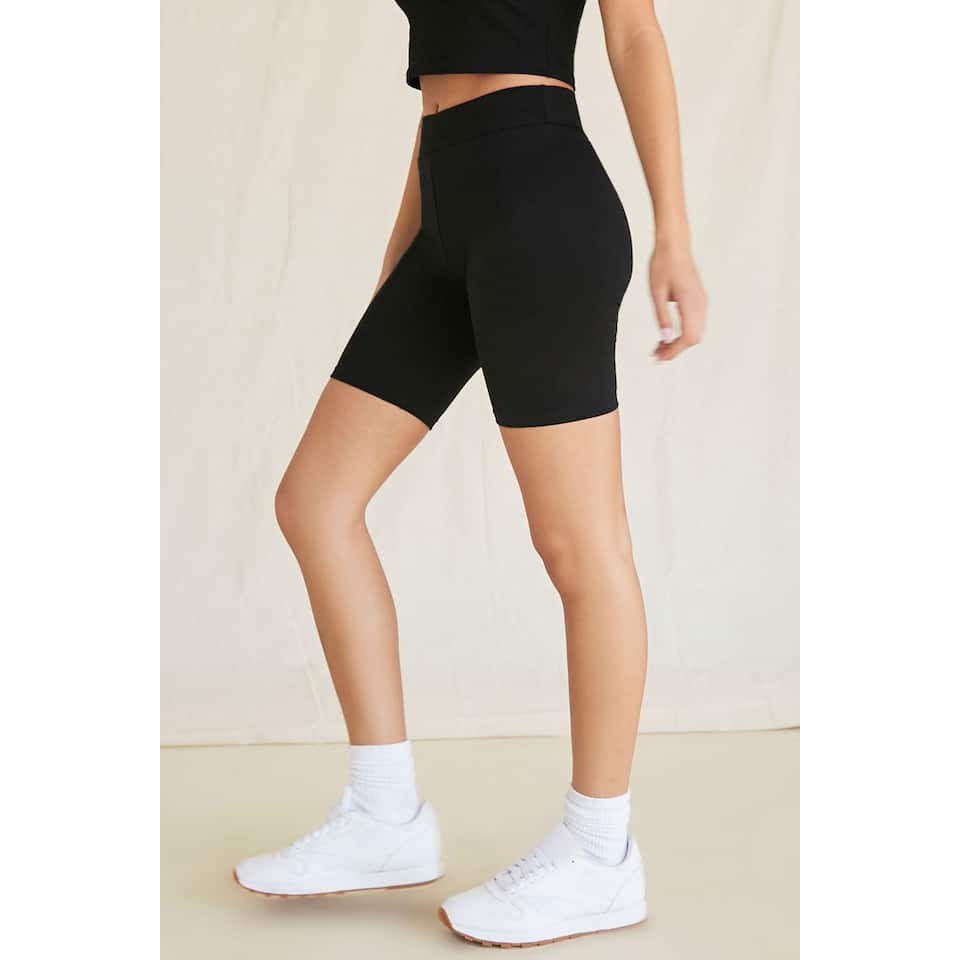 Quần F21 High-Rise Biker Shorts - Áo F21 Cotton-Blend Cropped Tank Top