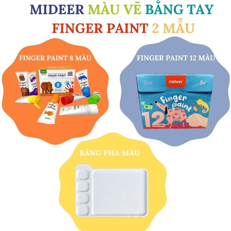 Màu vẽ bằng tay Hãng Mideer Finger Paint 8 tuýp 60ml an toàn cho bé