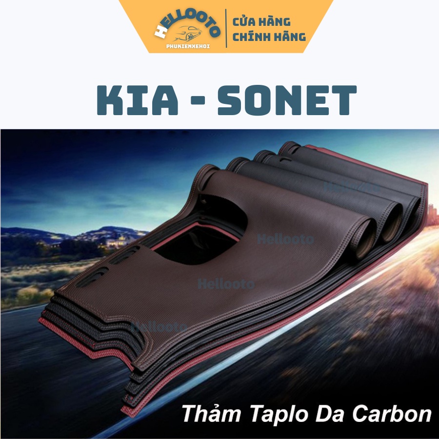 Thảm Taplo Da Carbon Xe Kia Sonet 2021 2022 Màu Đen Cao Cấp có chống trượt dưới đế chống xô lệch