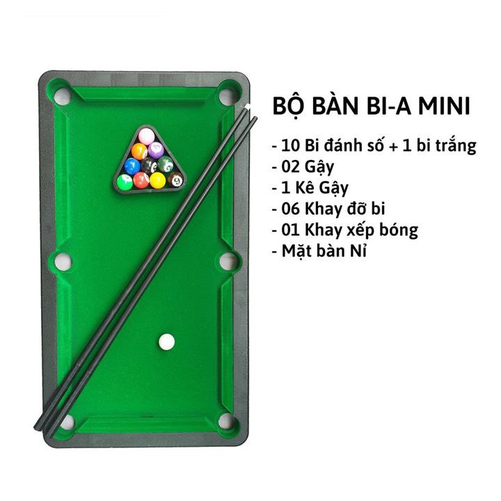 Bàn bi a mini giá rẻ [FREE SHIP] bàn bida mini cho trẻ em vận động, mặt bàn bi a bằng nỉ không bong có 10 bi đánh số