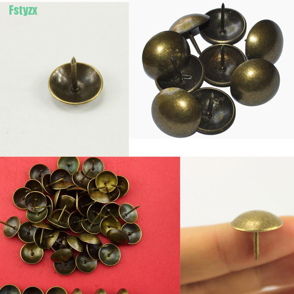 fstyzx 100pcs/pack Vintage Upholstery Nails Bronze Metal Tags Furniture Sofa Shoe Door Decorative Tack Stud