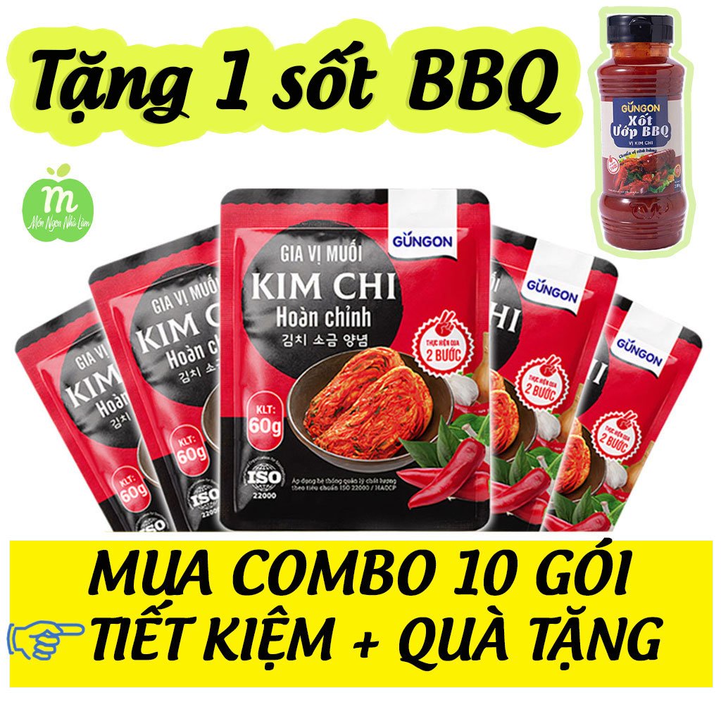 Combo 10 gói Gia vị muối Kim Chi hoàn chỉnh, Bột gia vị làm Kimchi Hàn Quốc Gungon