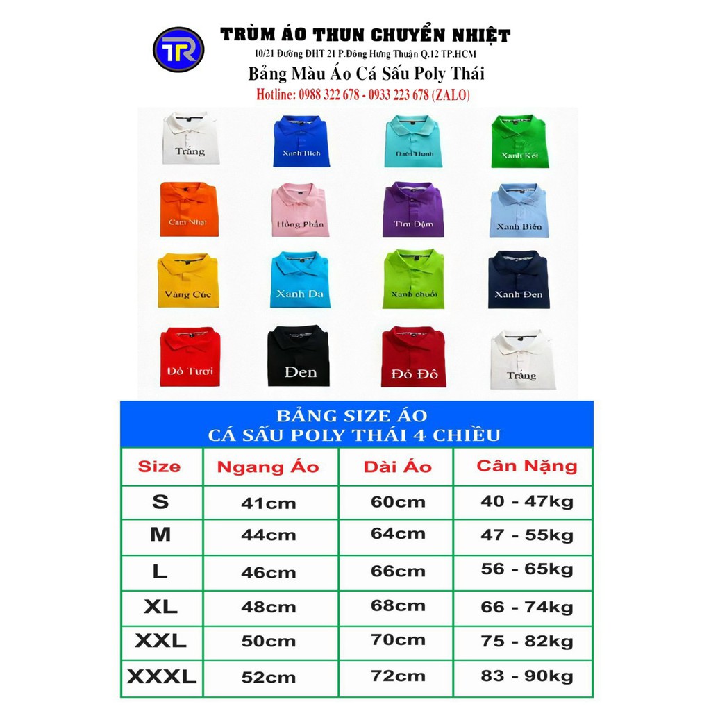 áo thun CÁ SẤU poly thái 4 chiều  xưởng  in đồng phục THEO YÊU CẦU