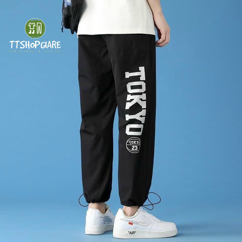 Quần jogger kaki túi hộp dán gấu form nam nữ