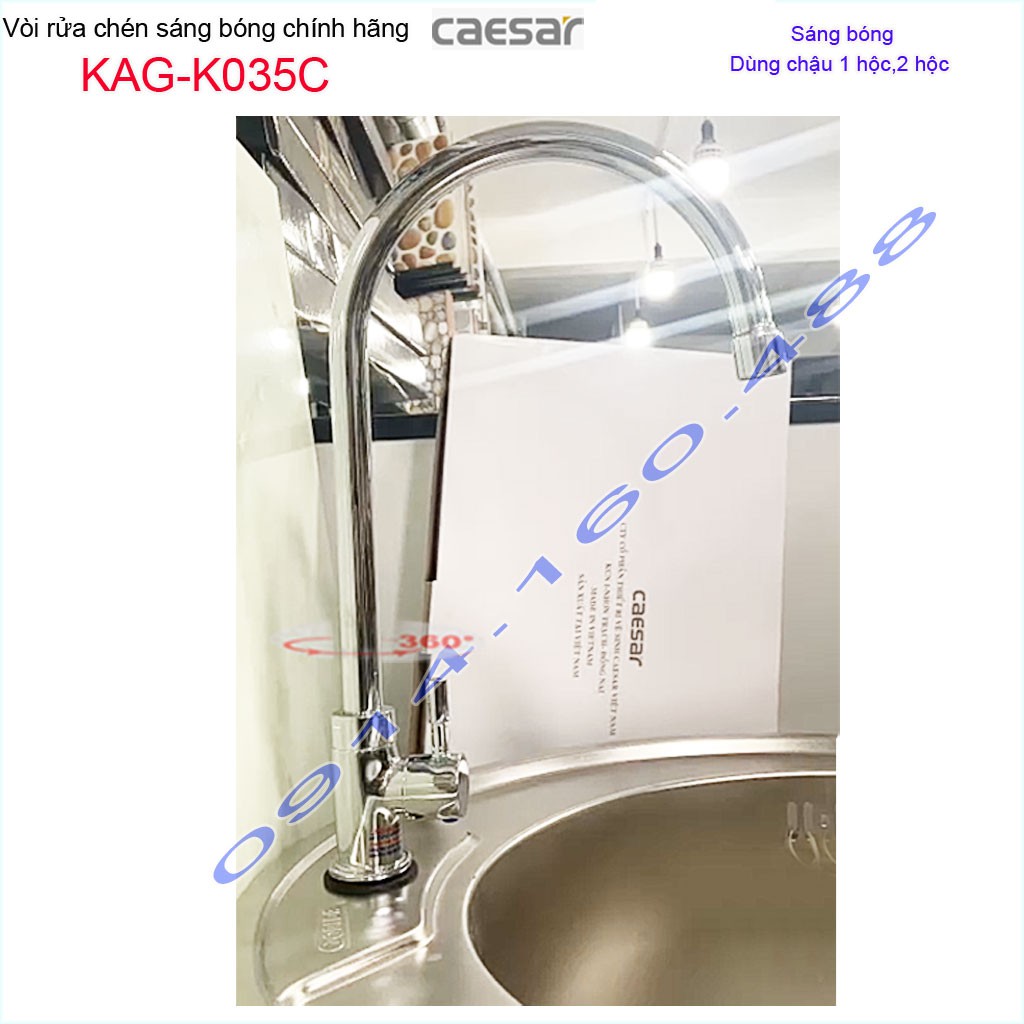 Vòi bếp lạnh Caesar KAG-K035C, sales kitchen faucet Vòi rửa chén bát lạnh Caesar cần cong hiệu suất tốt sử dụng tốt