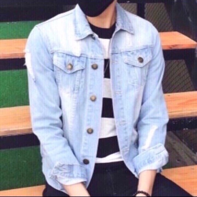 Áo khoác jeans nam thời trang wax xanh