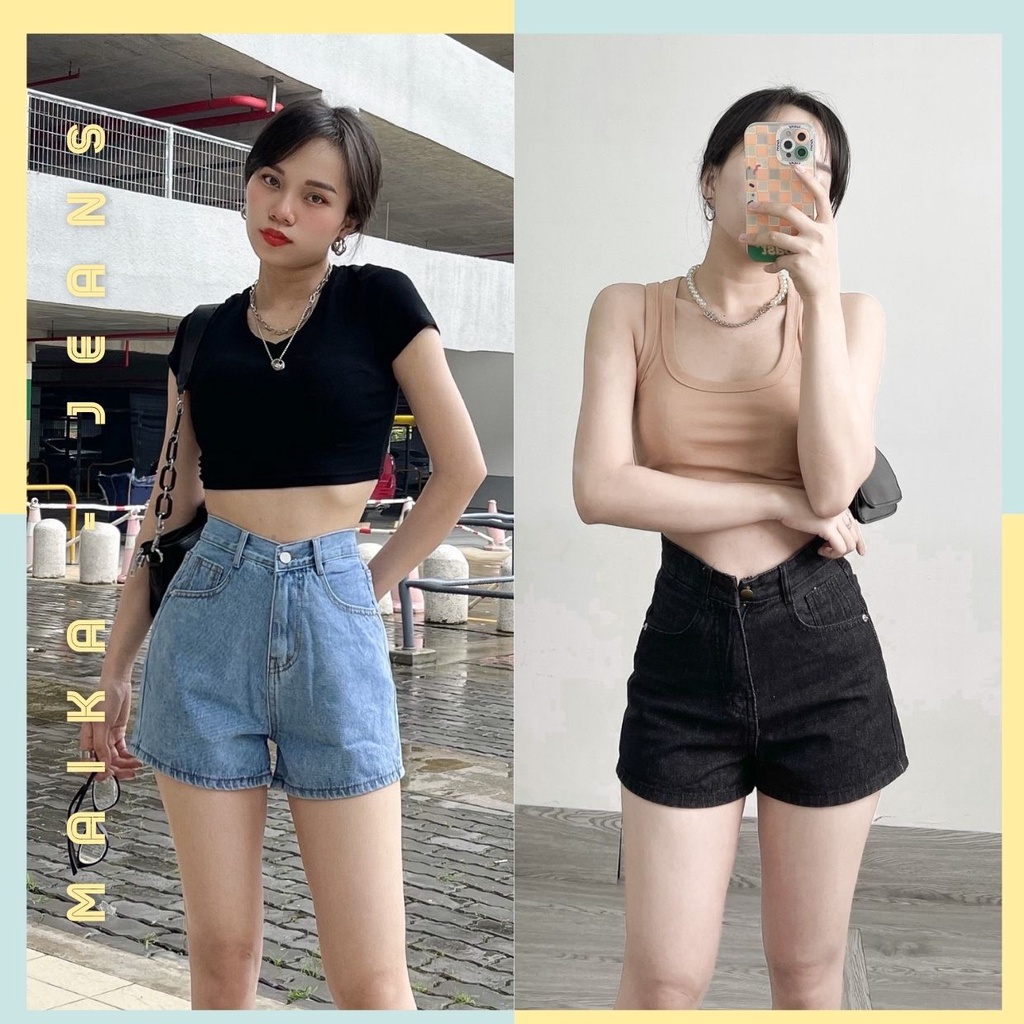 Quần Jeans Short Nữ Basic Lưng Cao Lai Cuốn 2 màu (Hinh shop tự chụp kèm video)