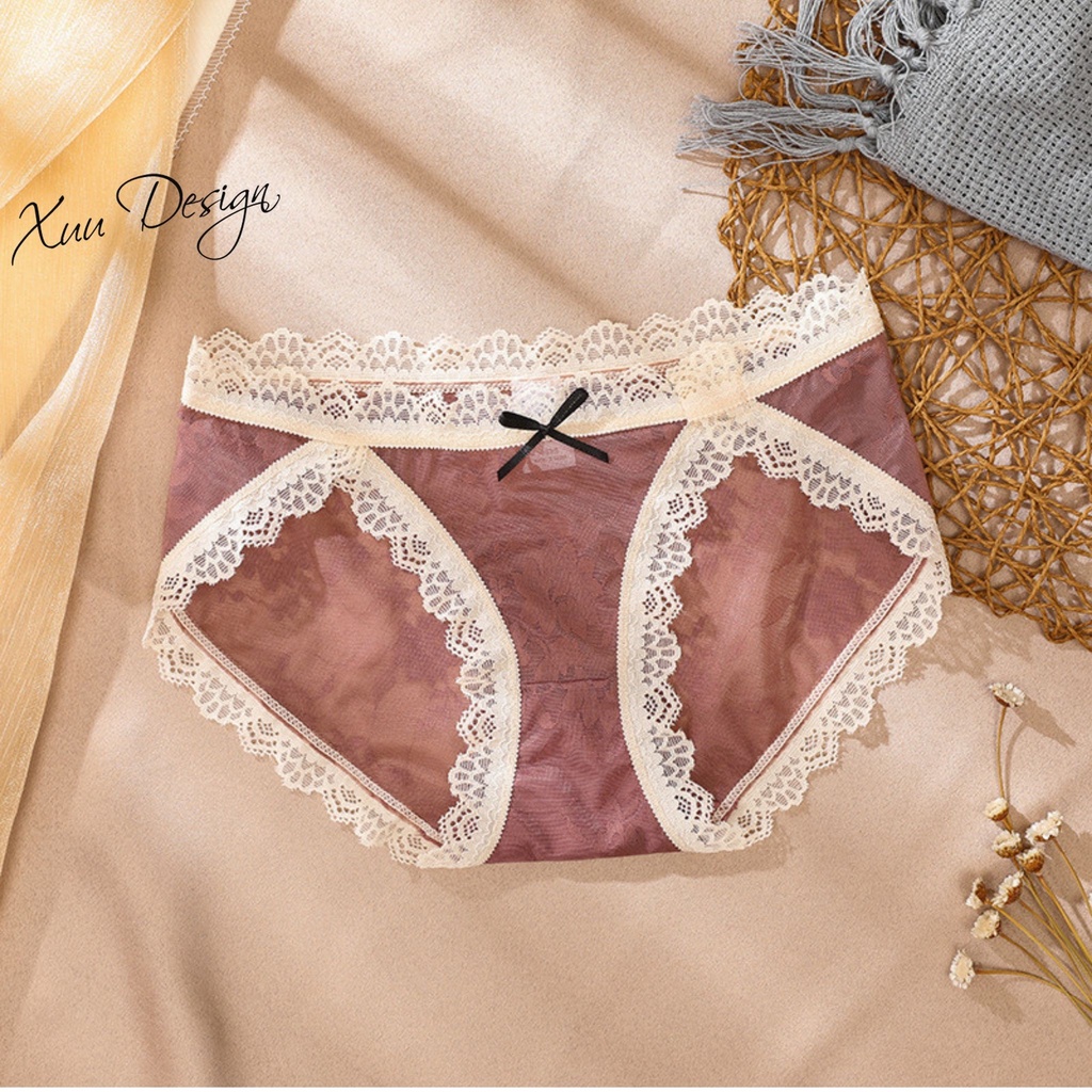 Quần lót nữ ren gấm cao cấp XUU mềm mại thoáng khí phong cách sexy QC49