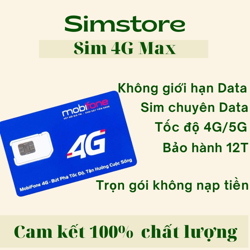 Sim 4G Mobifone không giới hạn dung lượng tốc độ cao-Sim max băng thông trọn gói - Simstore
