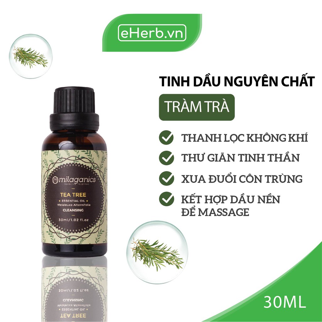 Tinh Dầu Tràm Trà Nguyên Chất Thơm Phòng, Đuổi Muỗi, Giảm Stress MILAGANICS 30ml (Chai)