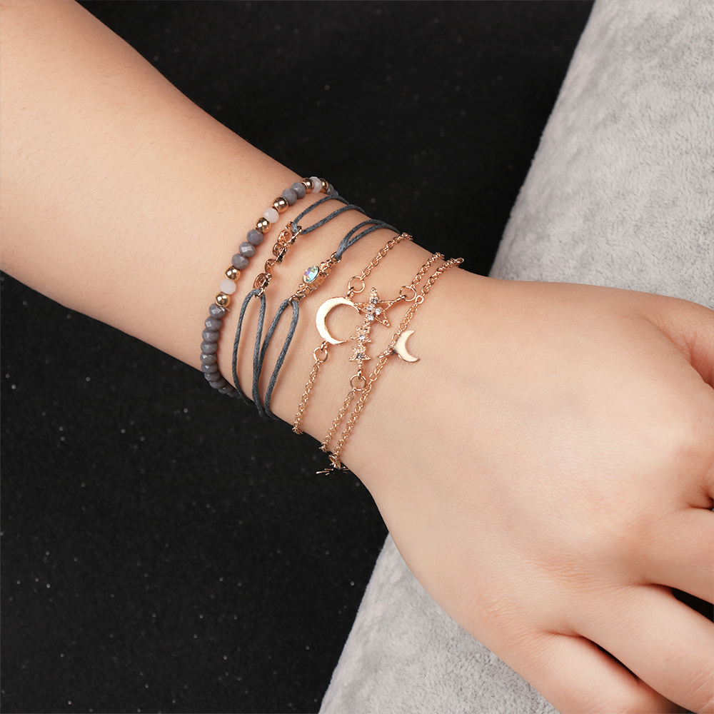 Set 6 Vòng Tay Kim Loại Phong Cách Retro Cho Nữ