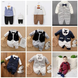 [Hàng cao cấp cực đẹp] Body suit công tử dài tay cổ nơ cho bé trai mặc thôi nôi chụp ảnh đi chơi diện Tết