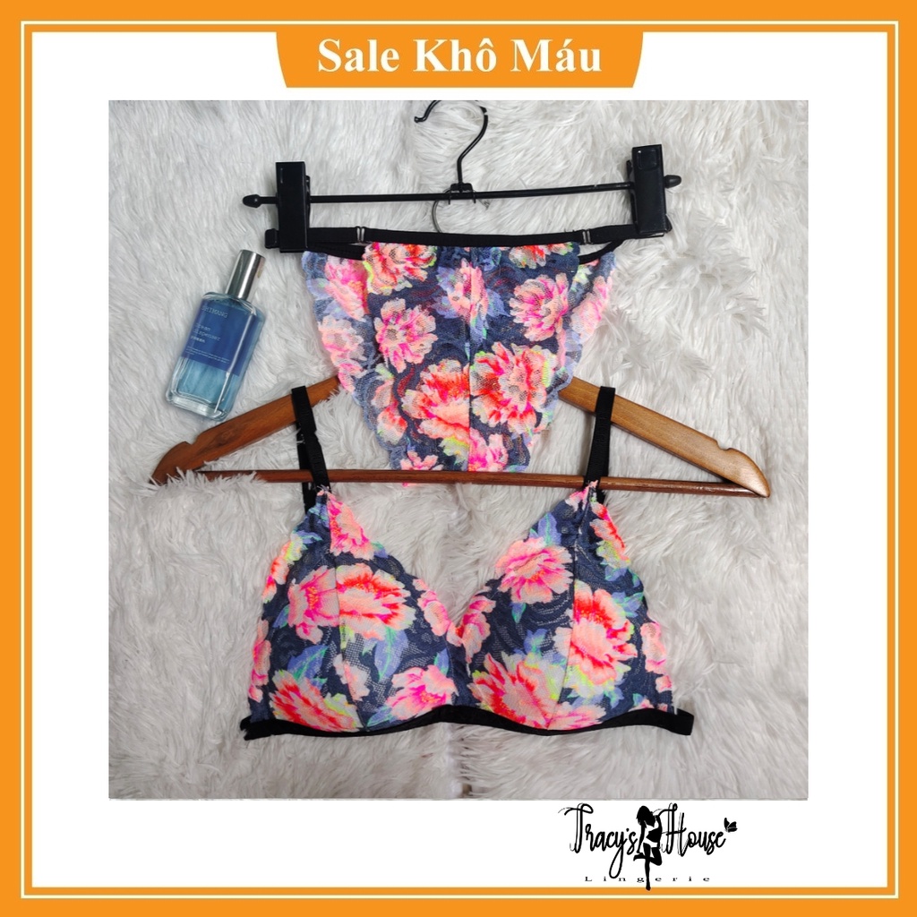 Set Bra - Bralette ren sexy không gọng, mút mỏng - Họa tiết hoa lá - NY06 - Bộ đồ lót nữ