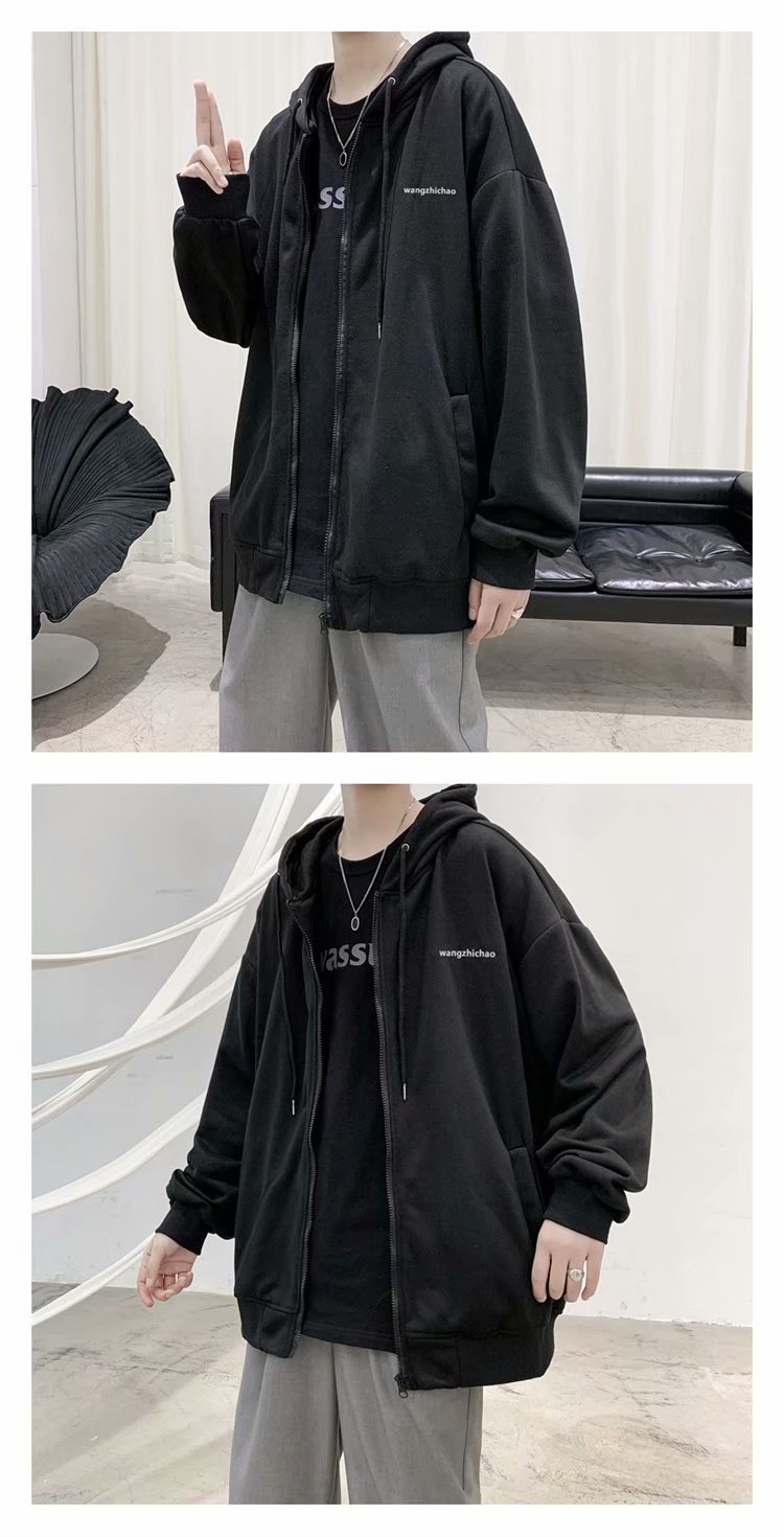 Áo hoodie phối khóa kéo dáng rộng cá tính dành cho nam | BigBuy360 - bigbuy360.vn