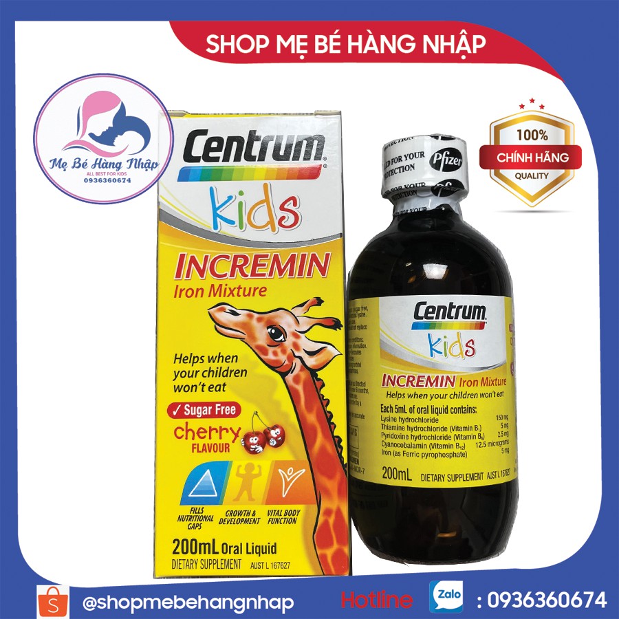 Centrum kids INCREMIN Iron Mixture cho bé 200ml