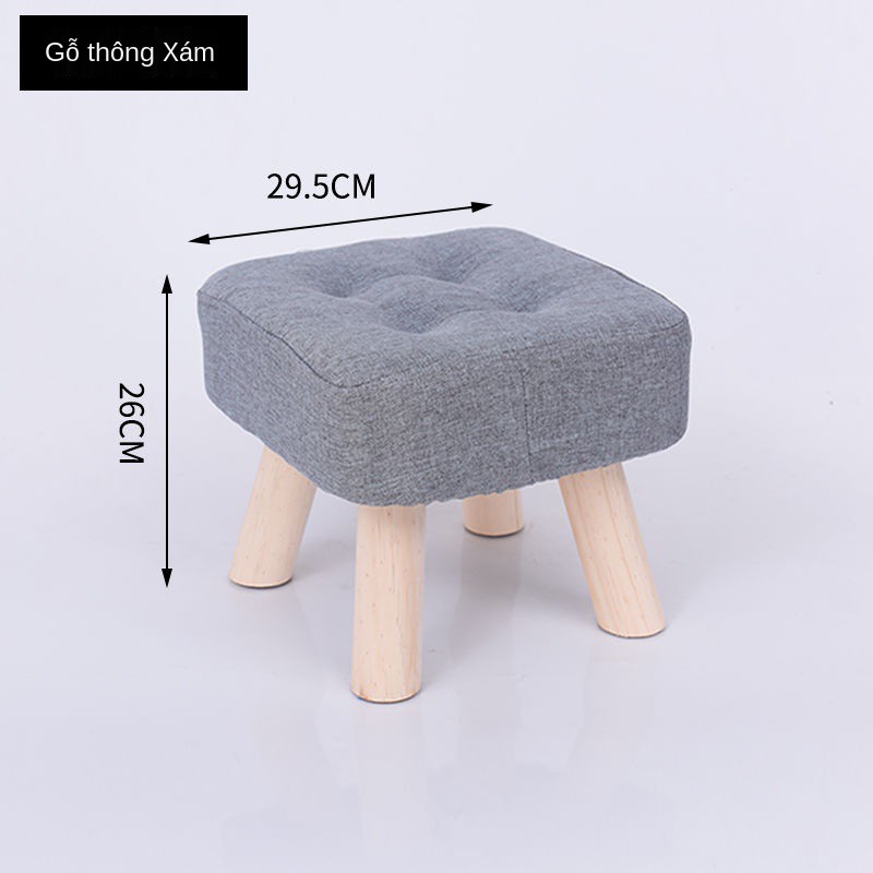 Ghế đẩu gỗ rắn chắc thời trang gia dụng người lớn ngồi xuyên phòng khách sofa thấp vải sáng tạo nhỏ băng <