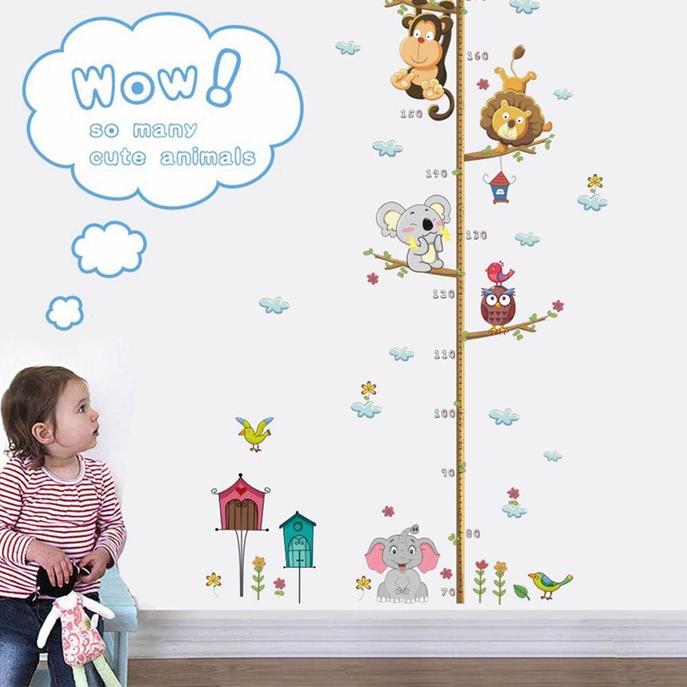 Aubrey sticker pvc Dán Tường Đo Chiều Cao Họa Tiết Động Vật Và Rừng Cây Xanh Hiện Đại Dành Cho Phòng Trẻ Em
