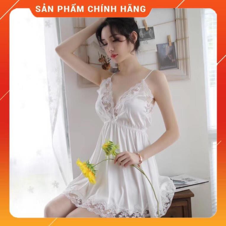 Váy ngủ lụa đẹp bigsize 🎀size ML 40-62KG🎀 nữ hai dây sexy lụa ren cao cấp đồ ngủ nữ có mút ngực giá rẻ ྇ -bi21