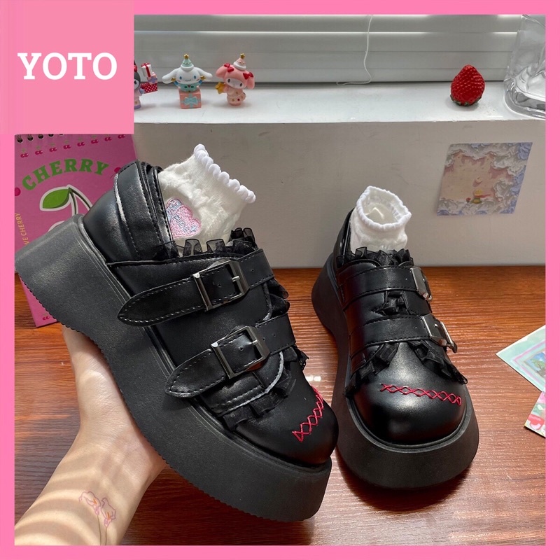 Giày oxford nữ ulzzang lolita độn đế bánh mì to bự da bóng da lì phong cách Hàn Quốc