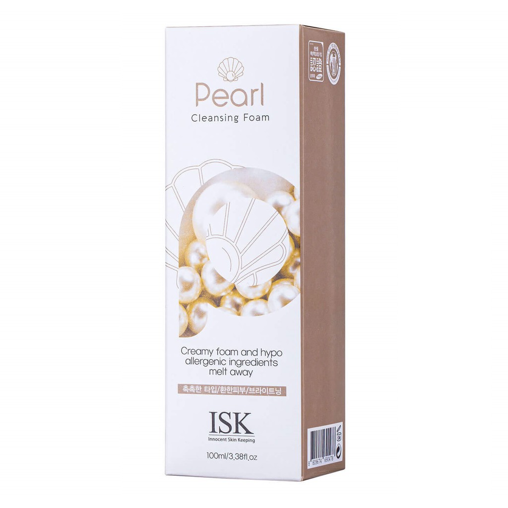 Sữa rửa mặt ngọc trai trắng da BEAUSKIN ISK PEARL Hàn quốc 100ml/ Hộp Và 1 gói tẩy da chết Apple Beauskin 3ml/gói