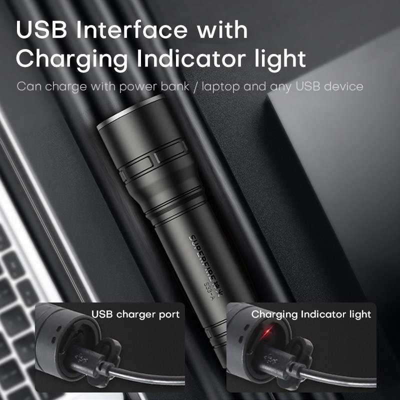 Đèn pin SUPERFIRE S33-A siêu sáng cầm tay đa năng tiện lợi