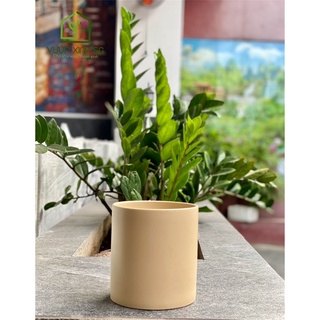 Chậu gốm sứ men mờ - Trụ tròn