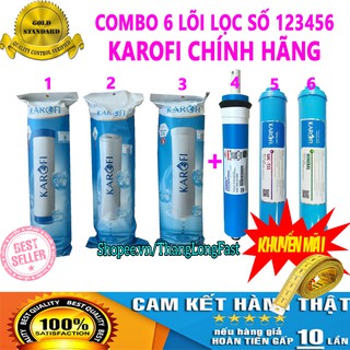 COMBO 6 LÕI LỌC NƯỚC KAROFI CHÍNH HÃNG SỐ 123456 - GỒM BỘ LỌC 123, MÀNG RO DOWDuPONT, T33, MIN