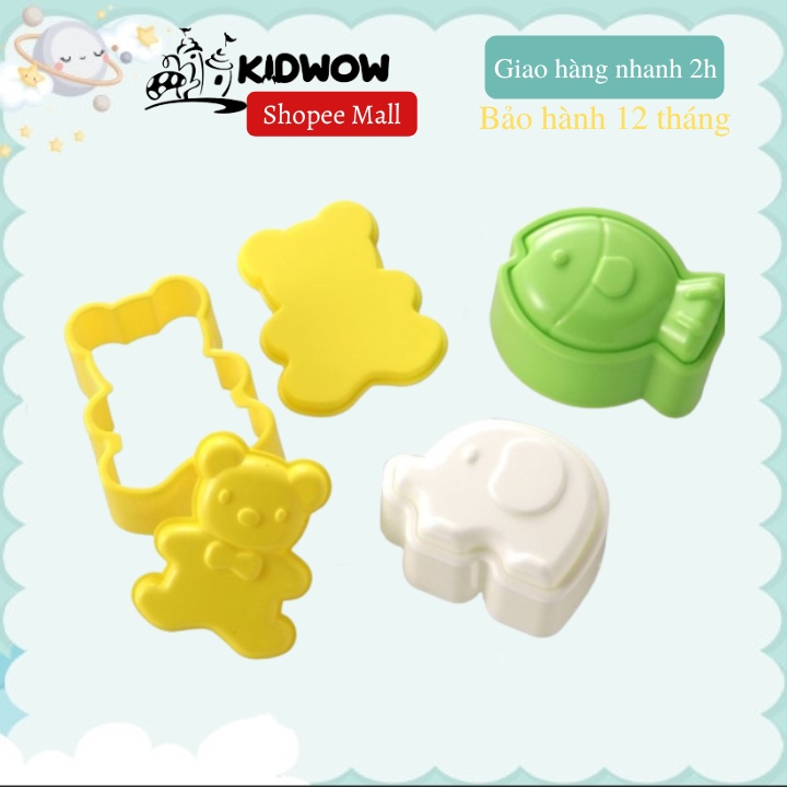 Bộ 3 Khuôn Ép Cơm KIDWOW Hình Cá, Gấu, Voi Làm Cơm, Làm Bánh Cho Bé