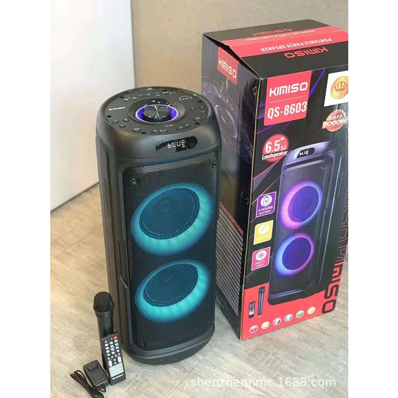 Loa karaoke bluetooth QS-8603 party box, bass cực mạnh tặng kèm 1 micro không dây