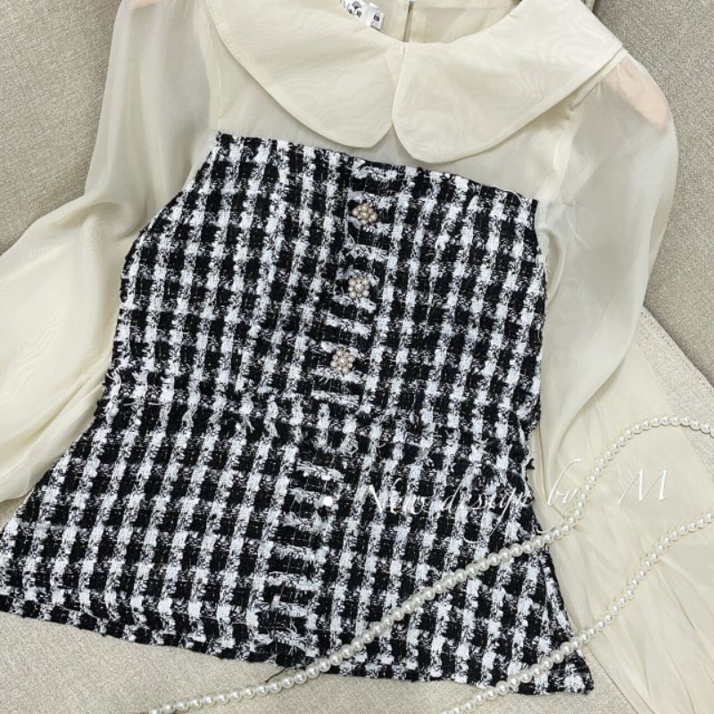 Áo dạ peplum phối tay tơ MIIN | BigBuy360 - bigbuy360.vn