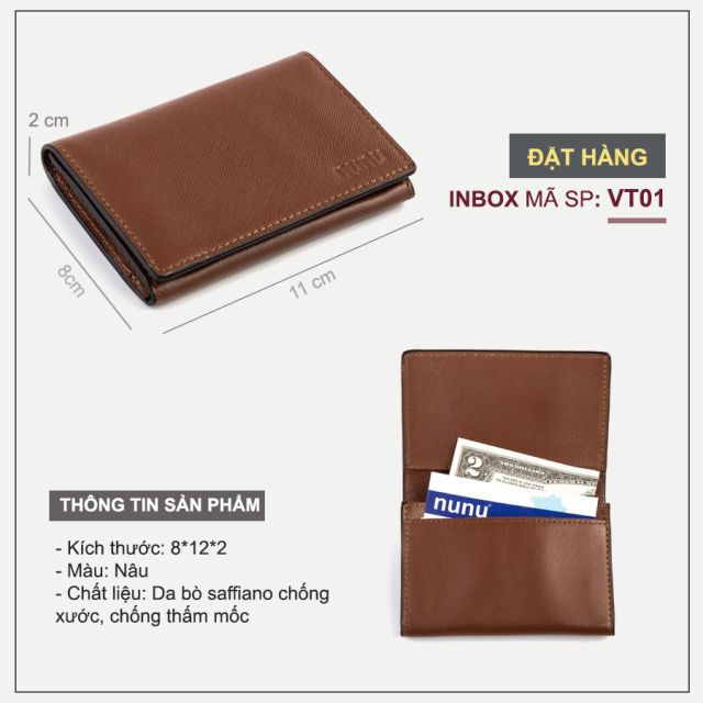 [Da Thật-Giá Sỉ] Ví Đựng Thẻ - Ví Da Nam Nữ da bò thật 100% kích thước mini đựng thẻ ATM tiện dụng VT0