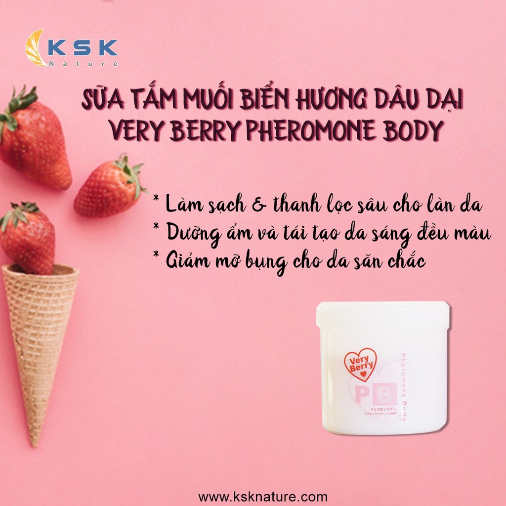 SỮA TẮM MUỐI BIỂN HƯƠNG DÂU DẠI - VERY BERRY PHEROMONE BODY (500G)