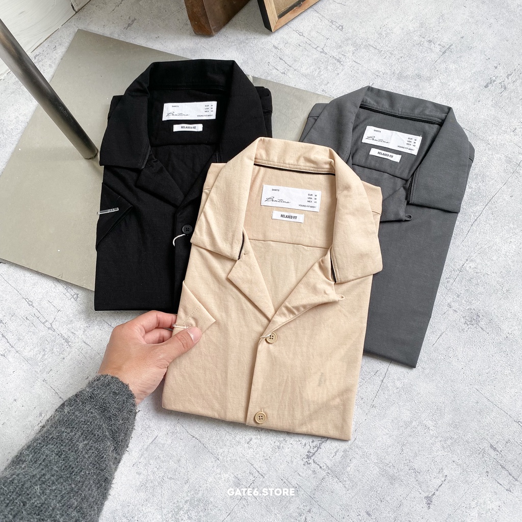 ☃☈Áo Sơmi cộc tay Nam BT cổ V, khoác pijama cuban vải Cotton Rayon siêu mềm form relaxed fit GATE6 - #4741