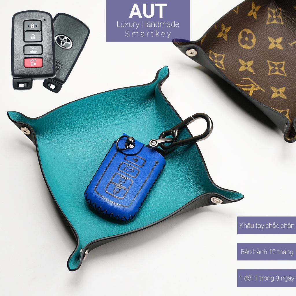 Ốp da chìa khóa ô tô Toyota Altis Camry Highlander da bò khâu tay TAT CD
