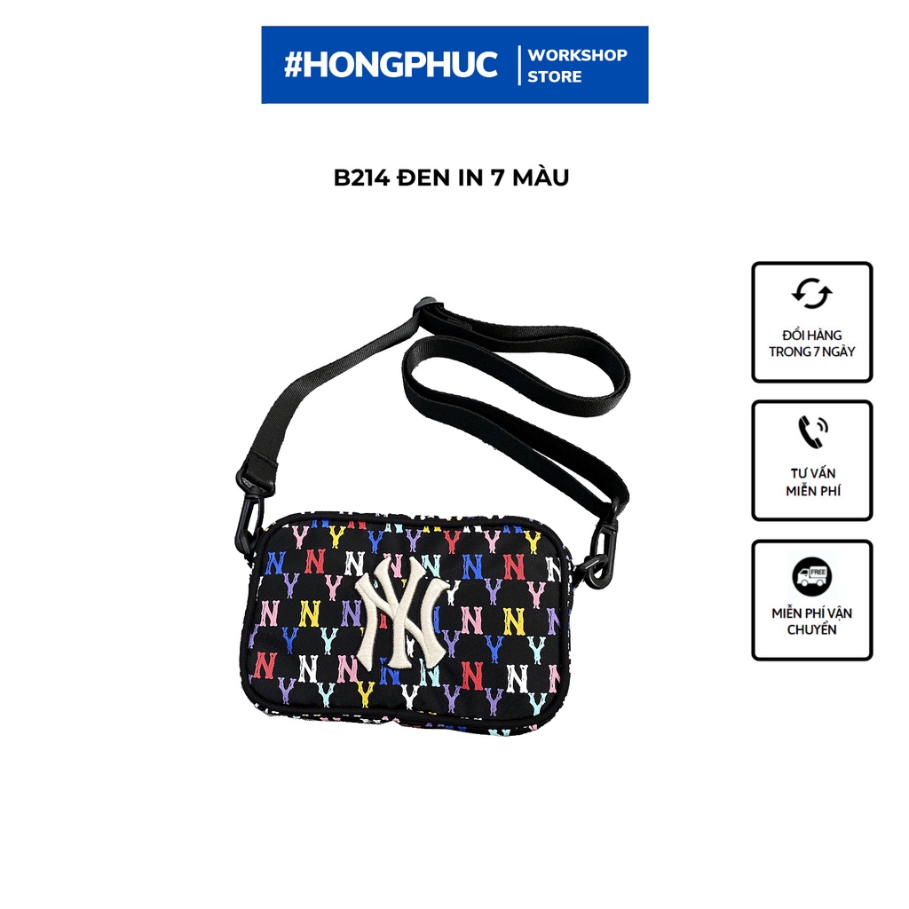 Túi đeo chéo nữ B214 MLB NY MONOGRAM CROSSBODY BAG - Đen in 7 màu