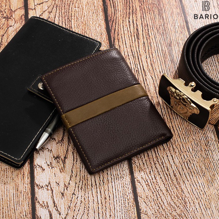 Ví da nam bóp da nam da bò miu hạt nhỏ thật phối màu cao cấp