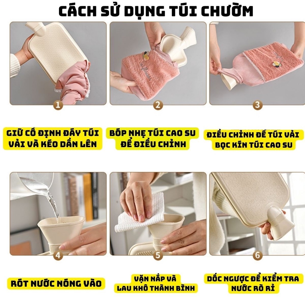 Túi chườm bụng kinh túi giữ nhiệt bằng nhung 2 lớp size to 2L, quà tặng túi sưởi giữ nhiệt giữ ấm giảm đau