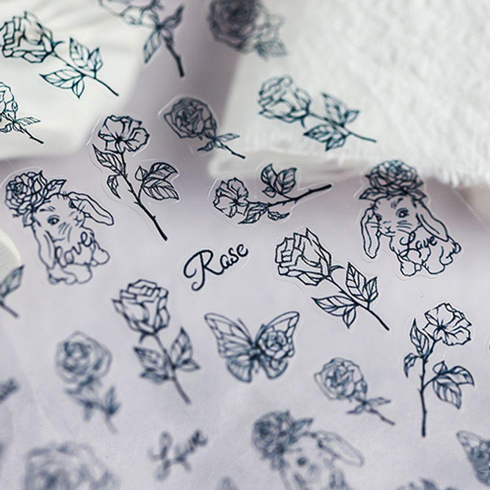 QQMALL Miếng Dán Trang Trí Móng Tay Hình Thỏ Màu Đen Phong Cách INS