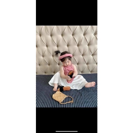 Set yếm nhung đỏ 3 chi tiết